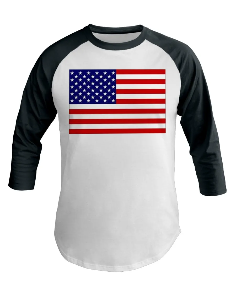 American Flag 3/4 Sleeve Raglan Shirt