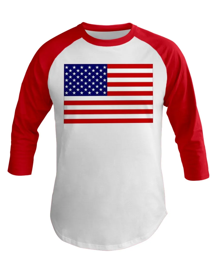 American Flag 3/4 Sleeve Raglan Shirt