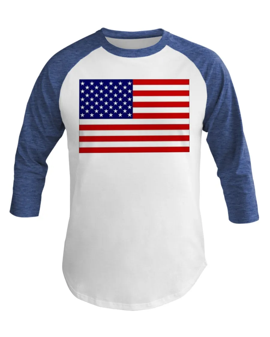 American Flag 3/4 Sleeve Raglan Shirt