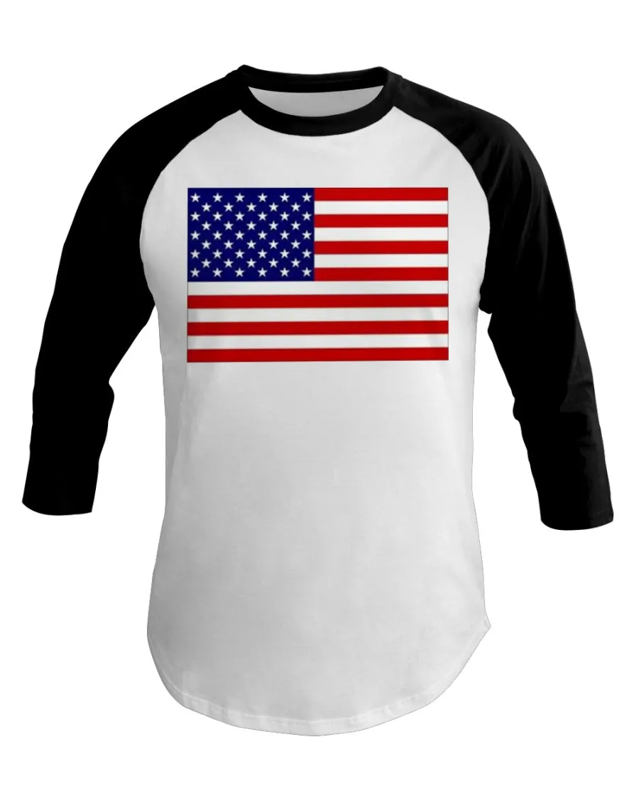 American Flag 3/4 Sleeve Raglan Shirt