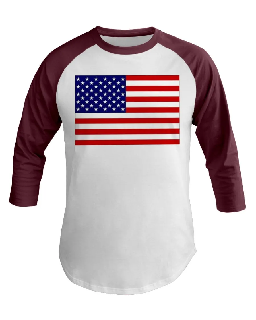 American Flag 3/4 Sleeve Raglan Shirt