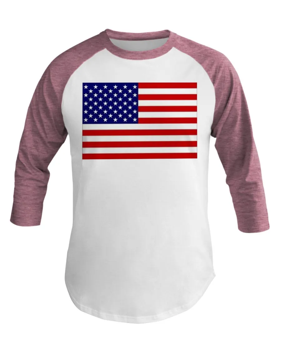 American Flag 3/4 Sleeve Raglan Shirt