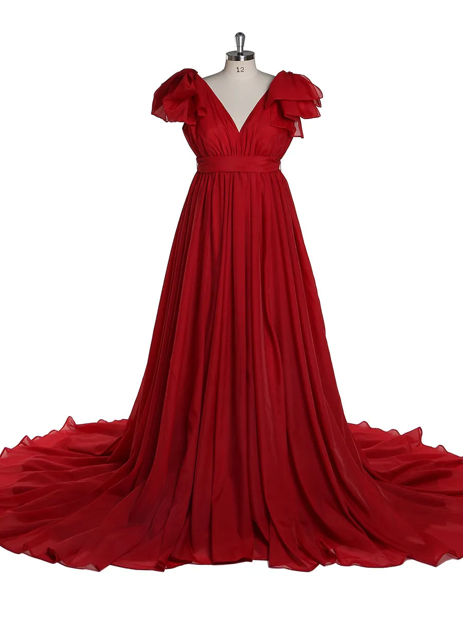 Silk Maternity Wedding Dresses Long Train Maternity Photo Shoot Dress for Baby Shower YW221102