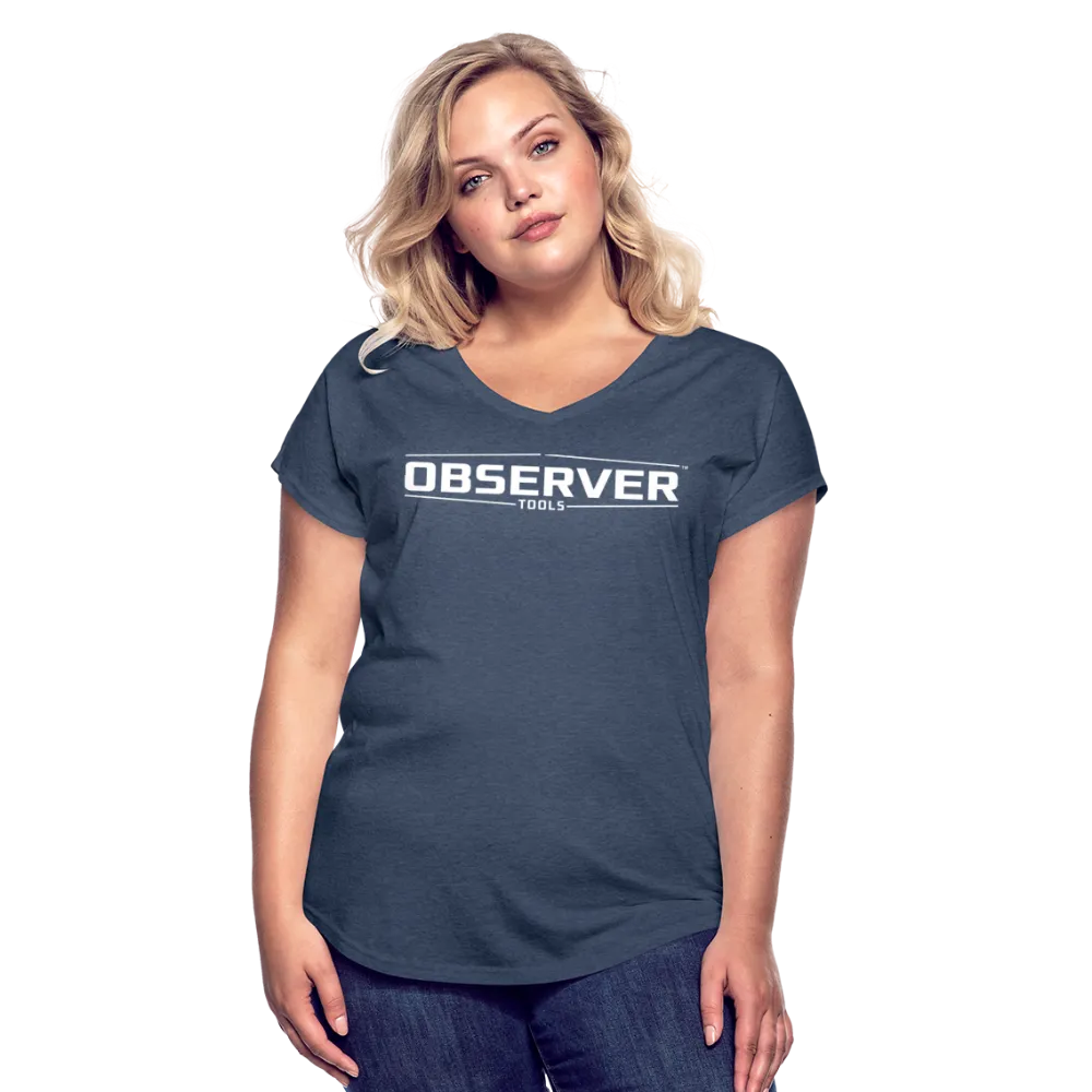 Women's Slim-Fit V-Neck T-Shirt - White Logo