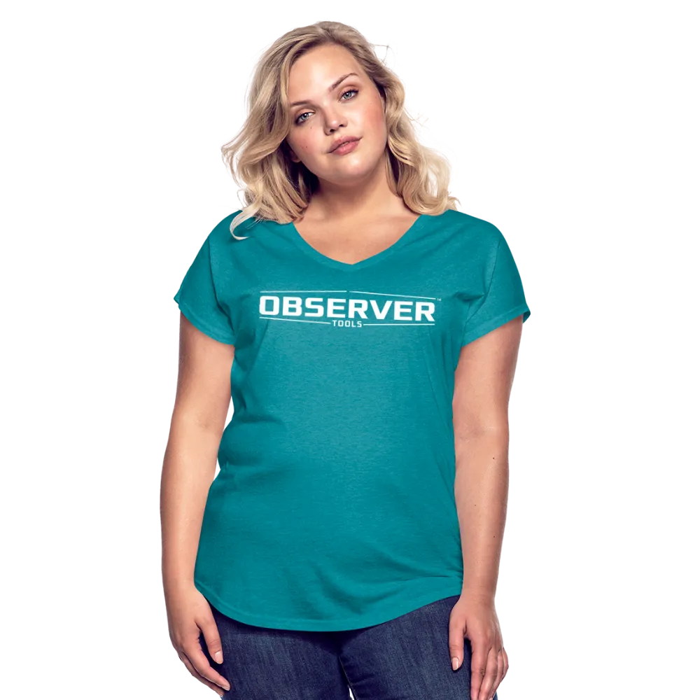 Women's Slim-Fit V-Neck T-Shirt - White Logo